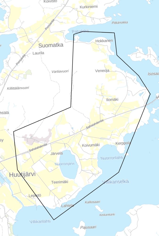 Kangasala Huutijärvi kartta