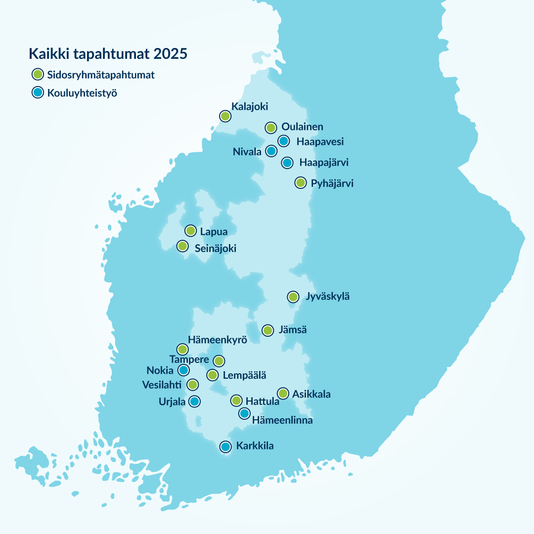 Elenian verkkoalueen kartta, johon on merkattu vuoden 2025 tapahtumat.
